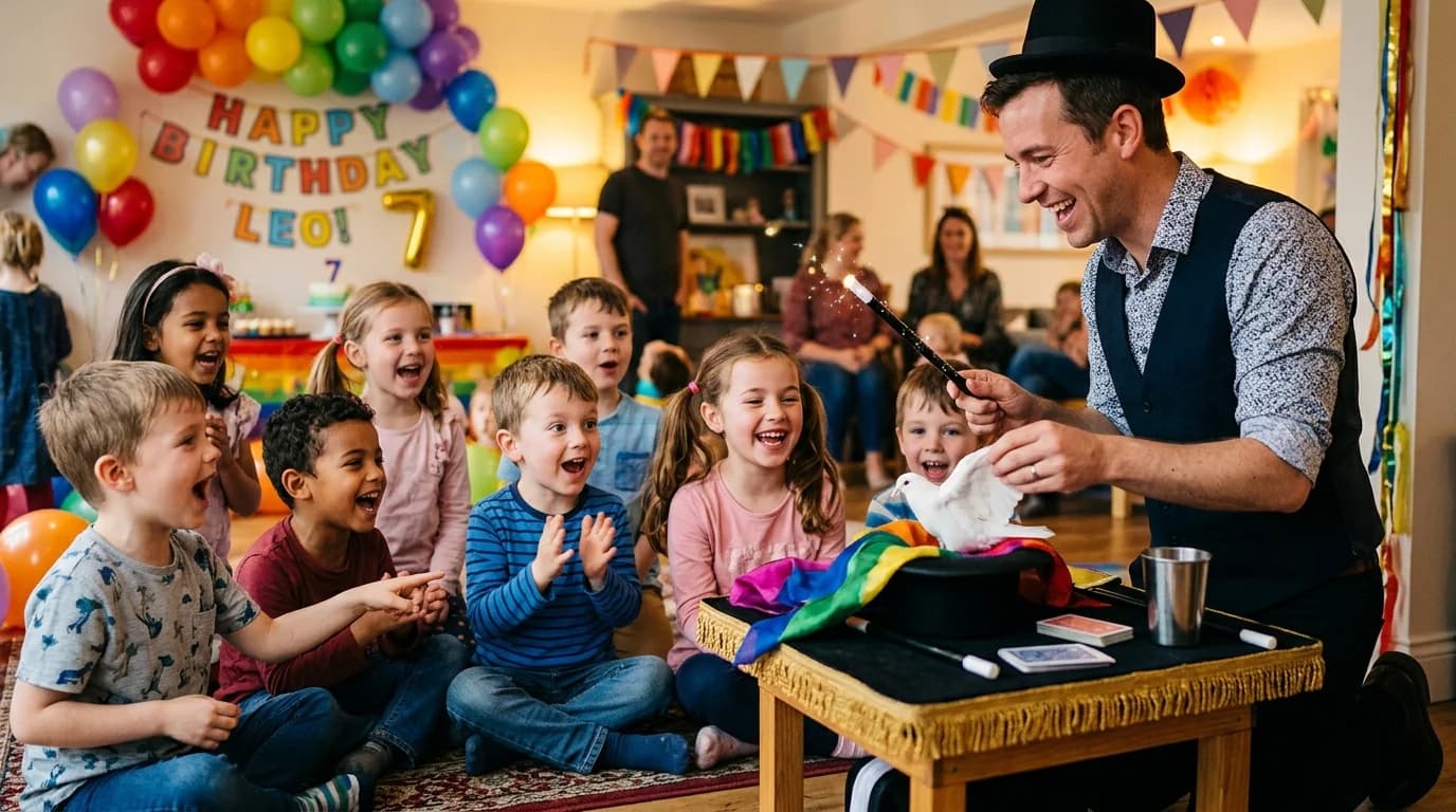 Zaubershow für Kinder auf einem Kindergeburtstag